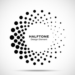 Wall Mural - halftone circle dotted frame circularly distributed. vector dots logo emblem design element. round b