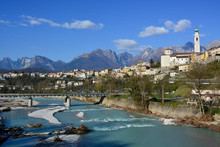 The Piave River Sacred To The Italian Homeland, Passes Through The City Of Belluno,
