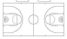 Basketball Court With Wooden Floor. View From Above And Perspective, Isometric View.