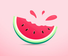Vector Of Watermelon With Smooth Color Tone Of Red, Green And Pink. Creative And Modern Design In EPS10 Vector Illustration. 