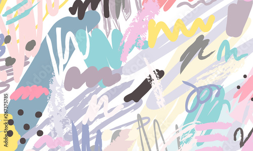 Photographie Abstract collage background hand drawn colorful