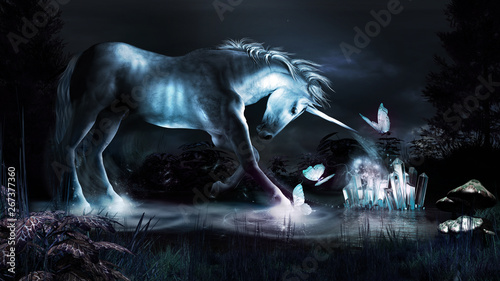 Unicorn and butterflies Canvas-taulu