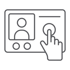 Poster - Intercom telephone thin line icon, communication and electronic, phone sign, vector graphics, a linear pattern on a white background.