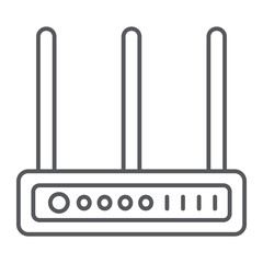 Fototapete - Wifi router thin line icon, network and connection, internet sign, vector graphics, a linear pattern on a white background.