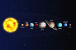 Solar system. Realistic planets space galaxy universe sun jupiter saturn mercury neptune venus uranus pluto star orbit 3d vector set