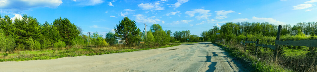 Canvas Print - panoramic view forest and blue sky