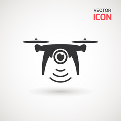Wall Mural - photo and video drone icon. drone quadrocopter with action camera.