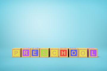 Fototapete - 3d rendering of alphabet toy blocks on blue background.