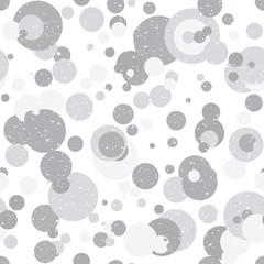 Poster - Modern vector abstract seamless geometric pattern with  circles in retro scandinavian style. Neutral gray and white colored shapes with worn out texture.
