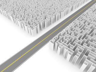 Poster - Target maze, business and life choices concepts. Original 3d rendering