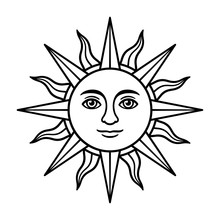 Vintage Sun With Face