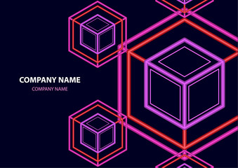 Poster - company logo icon design template element. logo in the form of a hexagon, a cube in a cube on a dark