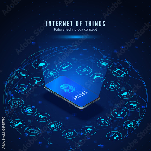 Internet Of Things Concept Iot Isometric Banner Digital Global