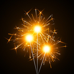 Wall Mural - bengal fire. party decor element. magic light. burning shiny sparkler firework. realistic light effe