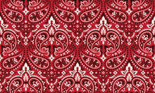 Seamless Pattern Based On Ornament Paisley Bandana Print. Vector Ornament Paisley Bandana Print. Silk Neck Scarf Or Kerchief Square Pattern Design Style, Best Motive For Print On Fabric Or Papper.
