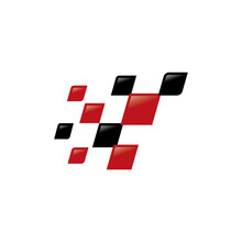 Modern Checkered Flag Logo Template. Race Flag Vector Icon Symbol