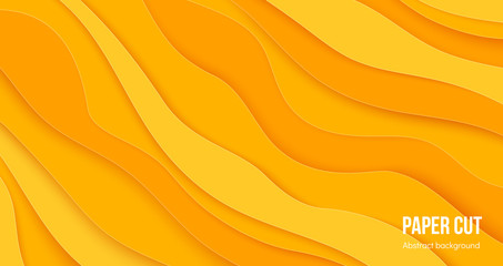 Aufkleber - Paper cut background. 3D abstract wave layers, flat origami poster design with cascade forms. Vector liquid layered color brochure design elements