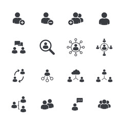 Wall Mural - People icons pack. Isolated people symbols collection. Graphic icons element. User icon silhouettes vector. Social icon. User group network. Corporate team group. Community member icon. Business team