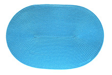 Blue Woven Napkin Isolated On White Background. Oval Mat For Placing Plates.