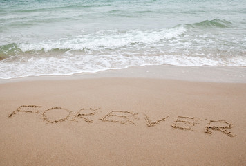 Wall Mural - Word forever written on the sand