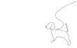 Beagle puppy silhouette line drawing vector illustration