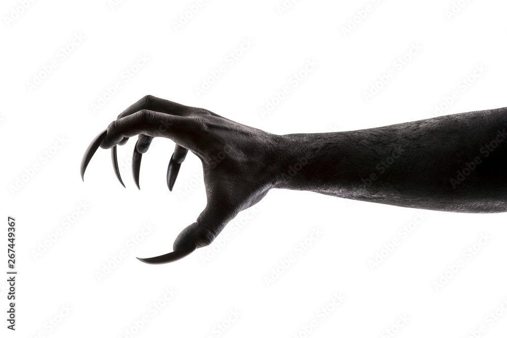 Creepy monster claw isolated on white background with clipping path  - obrazy, fototapety, plakaty 
