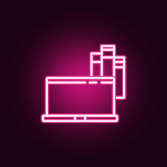 Poster - Protractor neon icon. Elements of education set. Simple icon for websites, web design, mobile app, info graphics