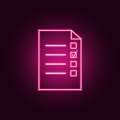 Poster - List of elections neon icon. Elements of election set. Simple icon for websites, web design, mobile app, info graphics