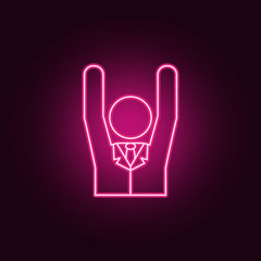 Poster - Voter with a raised hand neon icon. Elements of election set. Simple icon for websites, web design, mobile app, info graphics