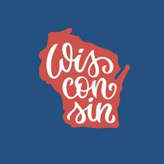 Wall Mural - wisconsin. hand drawn usa state name inside state silhouette. vector illustration.