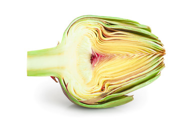 Fresh Artichokes half isolated on white background closeup