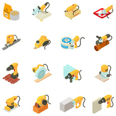 Poster - Repair house icons set. Isometric set of 16 repair house vector icons for web isolated on white background
