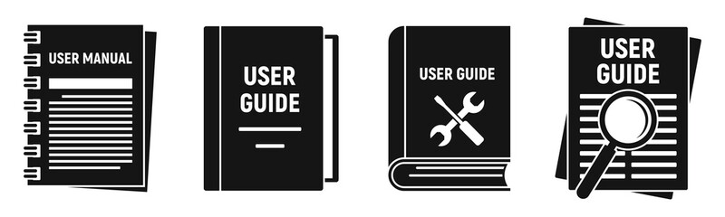 Poster - User guide instruction icons set. Simple set of user guide instruction vector icons for web design on white background
