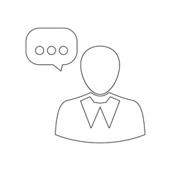 Poster - User and speech bubble, person talking icon. Element of HR for mobile concept and web apps icon. Outline, thin line icon for website design and development, app development