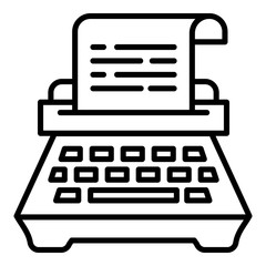 Poster - Typewriter icon. Outline typewriter vector icon for web design isolated on white background