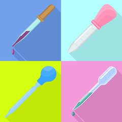 Poster - Pipette icons set. Flat set of pipette vector icons for web design