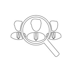 Poster - Search for employees and job icon. Element of HR for mobile concept and web apps icon. Outline, thin line icon for website design and development, app development