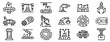 Assembly line icons set. Outline set of assembly line vector icons for web design isolated on white background