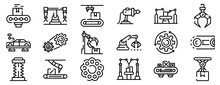 Assembly Line Icons Set. Outline Set Of Assembly Line Vector Icons For Web Design Isolated On White Background