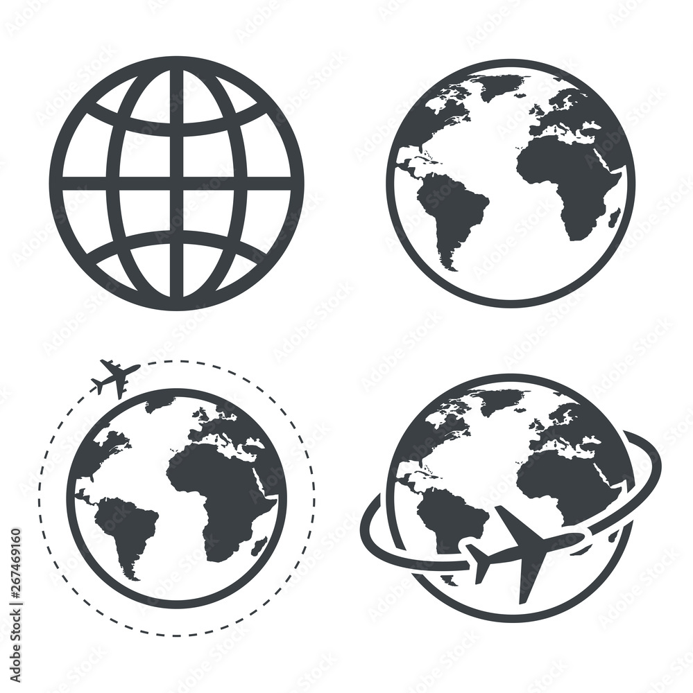 Earth icon collection. Globe. Vector - obrazy, fototapety, plakaty 