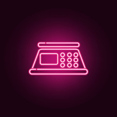 Poster - scales digital for food neon icon. Elements of Kitchen set. Simple icon for websites, web design, mobile app, info graphics