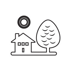 Poster - house and tree icon. Element of Landscape for mobile concept and web apps icon. Outline, thin line icon for website design and development, app development