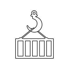 Poster - crane hook with container icon. Element of Logistic for mobile concept and web apps icon. Outline, thin line icon for website design and development, app development