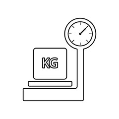 Poster - packing box on scales icon. Element of Logistic for mobile concept and web apps icon. Outline, thin line icon for website design and development, app development