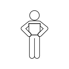 Poster - person with packing box icon. Element of Logistic for mobile concept and web apps icon. Outline, thin line icon for website design and development, app development