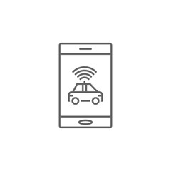 Poster - Digital business, mobile, taxi icon. Element of digital business icon. Thin line icon for website design and development, app development. Premium icon
