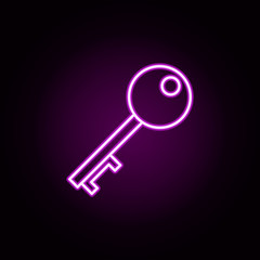 Poster - key neon icon. Elements of architecture set. Simple icon for websites, web design, mobile app, info graphics