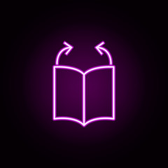 Poster - close the book neon icon. Elements of arrow and object set. Simple icon for websites, web design, mobile app, info graphics