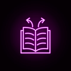 Poster - open book neon icon. Elements of arrow and object set. Simple icon for websites, web design, mobile app, info graphics