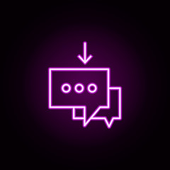 Poster - decrease neon icon. Elements of arrow and object set. Simple icon for websites, web design, mobile app, info graphics